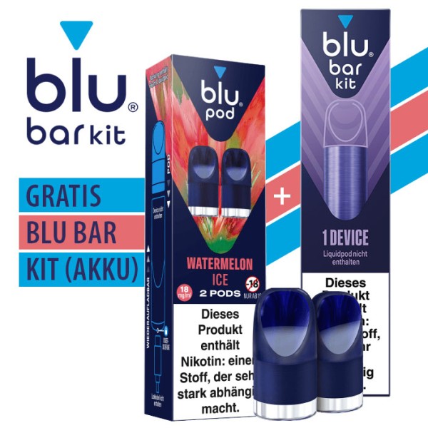 *AKTION* Pod mit Liquid für blu mit Akku blu Bar Kit (gratis)